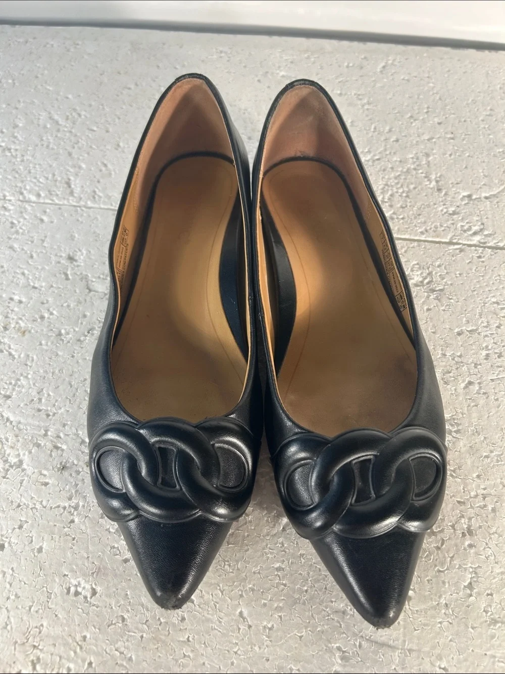 Vionic SZ 7 Arielle Black Leather Pointed Toe Comfort Flats Old $ Office Staple
